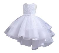 Girls Princess Dress Wedding Pageant Bridesmaid Dress Sleeveless Sequin Mesh Tulle Tutu Junior First Communion Pageant Birthday Party Prom Gown Sparkle Glitter Toddler Christening Baptism Dresses