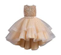 Girls Princess Dress Wedding Pageant Bridesmaid Dress Sleeveless Sequin Mesh Tulle Tutu Junior First Communion Pageant Birthday Party Prom Gown Sparkle Glitter Toddler Christening Baptism Dresses