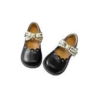Girl's Princess Mary Jane Shoes Cute Flower Flat Shoes Dress Up Shoe Toddler Baby Girls Flower Embroidery a y Wedding Flat Shoe (Black, 12 Little Child)