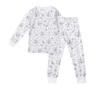 Girls Princess Pyjamas Pink Dinosaur Cat Funny Cartoon Coloring Pajama with Markers Kids Toddler Flannel Pjs Sets Cotton Long Sleeve Sleepwear 2 Piece Clothes Outfits Winter Tartan Nightwear 1-7 Years