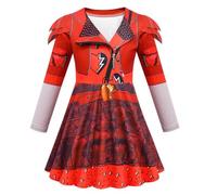 Girls Princess Red Dress Kids Blue Pink Evie Bridget Zipper Jacket Carnival Outfit for 4-12 Years (140, Red)