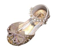 Girls Princess Shoes Anti-Slip Open Toe Adjustable Walking Shoes For Queen Birthday Sandals Little Non-Slip Bathroom Slippers Baby Beach Extra Wide Pink Silver Blue Purple White (Gold,12.5)