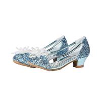 Girls Princess Shoes Children High Heel Shoe Beautiful Girl Transparent Crystal Shoe Kids Shoe for Party, Dance(Blue,26insole17cm)