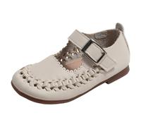 Girls Princess Shoes Fancy Dress Shoes Chunky Pump Ankle Strap High Heels Open Toe Sandals Slip On Slippers School Size 5 2 Bowknot Upper Rubber Sole White Pink (Beige,8.5)