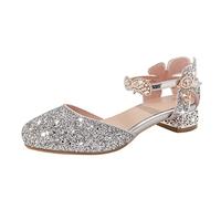 Girls Princess Shoes Girls Fancy Dress Up Party Shoes Summer Flat Sandals Slippers Size 5 Ballet For Wedge With Strappy Ankle High Back Zipper Summer Autumn Children (Silver,13.5)