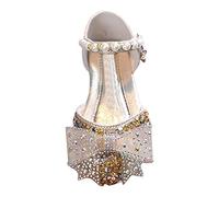 Girls Princess Shoes Pump Dress Wedding Party Shoes For Little Kid/Big Kid Pink Daisy Print Sandal Wide Fit Slippers Sparkly Kids Slides Outdoor Summer Beach Holiday Buckle (Gold,7.5)