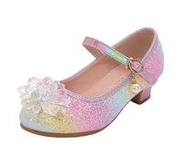 Girls Princess Shoes Sequins Sweet Bows High Heels Wedding a y Dress Shoes Toddler Baby Girls Polychrome Christmas Dance Glitter Cosplay Shoe (Pink, 12 Little Child)