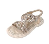 Girls Princess Shoes Summer Beach Holiday Dress Up Shoes Pink Daisy Print Sandal Girls' Slippers Baby First For Walking Wide Fit Wedge Sandals Little Big Kid Summer (Gold,12.5)