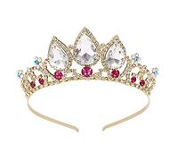 Girls Princess Tangled Crystal Rhinestone Cosplay Tiara Headband Crown For Prom Halloween Birthday Costume Party(Gold)