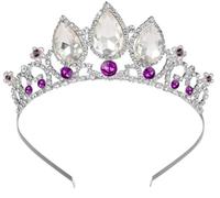 Girls Princess Tangled Crystal Rhinestone Cosplay Tiara Headband Crown For Prom Halloween Birthday Costume Party (Silver Purple)