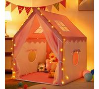 Girls Princess Tent, Children's Tent Playhouse, Fairy Tale Play Tent with Lights and Window Castle, Birthday Gift for 3+ Years, 100 CM x 120 CM x 130 CM, Pink