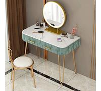 Girls' Princess Vanity Table with LED Light Mirror Butterfly Stool Marble Top & Large Storage Drawer - Perfect for Bedroom & Dressing Room (100cm x 40cm x 74.5cm)