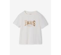 Girls' printed short-sleeved t-shirt ecru