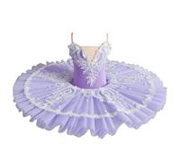 Girls Professional Ballerina Ballet Tutu Dress, Kids Classical Pancake Tutu, Daily Wear Rehearsal Dancewear,Purple,140