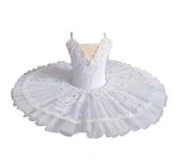Girls Professional Ballerina Ballet Tutu Dress, Kids Classical Pancake Tutu, Daily Wear Rehearsal Dancewear,White,160