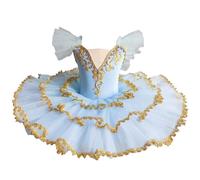 Girls Professional Ballet Tutu Dress, Women Ballet Dance Costumes Ballerina Party Skirt Platter Pancake Swan Laken Competition Costume,Blue,160