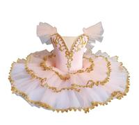 Girls Professional Ballet Tutu Dress, Women Ballet Dance Costumes Ballerina Party Skirt Platter Pancake Swan Laken Competition Costume,Pink,160