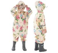 Girls Puddle Suit All In One Waterproof Boys Rain Poncho Visor Reflective | Windproof Toddler Onesie Muddy Puddles Forest School Nursery Trip Outdoor Play Wet Weather Gear Overalls Easy Clean Camping