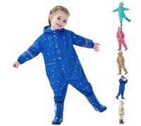 Girls Puddle Suit All In One Waterproof Boys Rain Poncho Visor Reflective | Windproof Toddler Onesie Muddy Puddles Forest School Nursery Trip Outdoor Play Wet Weather Gear Overalls Easy Clean Camping
