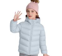 Girls Puffer Jacket Lightweight Foldable Hooded Coat Zip Up Mock Neck Down Overcoat Kids Boys Winter Warm Snowsuit with Pocket Solid Color School PE Outwear (Light Blue, 11-12 Years)