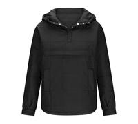 Girls Pullover Puffer Jacket Length Hooded Button Quilted Winter Warm Padded Down Coat Kids Winter Windproof Outerwear (Black, 6-7 Years)