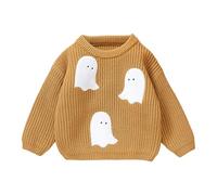 Girls Pullover Sweater Halloween Knitted Crochet Tops Crew Neck BoleroShrug Long Sleeve Solid Colour Baby Cardigan Jacket Knitted Clothes Fall Winter Warm Sweater Children (Khaki, 2 3 Years)