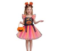 Girls Pumpkin Princess Tutu Dress 3-Piece for Halloween Fancy Dress Party