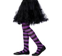 Girls Purple and Black Striped Tights Halloween