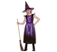 Girls Purple Enchanting Witch Fancy Dress Costume - Large (8-10 Years)