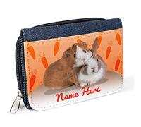 Girls Purse Guinea Pig Personalised Pretty Bunny Childrens Denim Coin Money Wallet Gift KS12