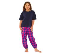 Girls Pyjama Sets PJ's Teens Older Short Long Check Printed Cotton UK Seller - Bright Check - 13/14 Years