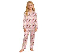 Girls Pyjamas 5-6 Years,Girls Print Pajama Long Sleeve Top With Pants Soft Feel Comfortable Loungewear For Holiday Festive Party Sleepover Family Matching Outfits