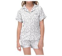 Girls Pyjamas Little Baby Girls Boys Pajamas Set Christmas Satin Silk Kids Short Sleeves Sleepwear 2 Piece Button Down Classic Loungewear Shorts