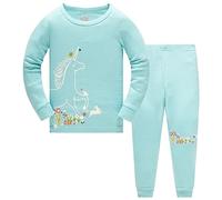 Girls Pyjamas Set Christmas Toddler Clothes Sleepwear Unicorn Printed Nightwear Winter Long Sleeve Pjs 2 Piece Outfit Xmas Gift for Kids Age 2-3 Years