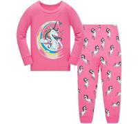 Girls Pyjamas Set Christmas Toddler Clothes Sleepwear Unicorn Printed Nightwear Winter Long Sleeve Pjs 2 Piece Outfit Xmas Gift for Kids Age 2-3 Years