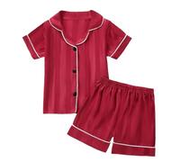 Girls Pyjamas Short Pjs Floral Pajamas Set for Kids Summer Nightwear Sets Cotton Sleepwear Teenagers Lounge Children Outfit Toddler Clothes Red