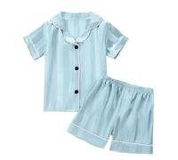 Girls Pyjamas Short Pjs Floral Pajamas Set for Kids Summer Nightwear Sets Cotton Sleepwear Teenagers Lounge Children Outfit Toddler Clothes Green