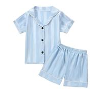 Girls Pyjamas Short Pjs Floral Pajamas Set for Kids Summer Nightwear Sets Cotton Sleepwear Teenagers Lounge Children Outfit Toddler Clothes Blue