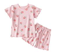 Girls Pyjamas Short Sets Cotton Short Sleeved Summer Pjs for Kids Pajamas 2 PCS 6 M-8 Years Sleepwear for Teen Girls Clothes Outfits Pink