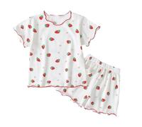 Girls Pyjamas Short Sets Cotton Short Sleeved Summer Pjs for Kids Pajamas 2 PCS 6 M-8 Years Sleepwear for Teen Girls Clothes Outfits Red