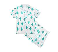 Girls Pyjamas Unisex Kids Silk Pyjama Set Girls Boys Satin Pyjamas Long Sleeve Button Down PJs Soft & Silky Sleepwear for Children Baby Teenage Plaid Sleepwear Cute Sleepsuit (a-Green, 11-12 Years)