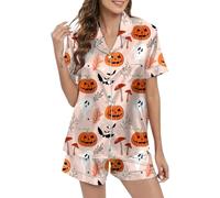 Girls' Pyjamas Women's Short Sexy Pjs Sets Shorty Two Piece Sleepwear Set Lapel Collar with Buttons Nightwear Casual Comfort Short Sleeve Top and Pyjama Bottoms Dressing Gown Printed 2024
