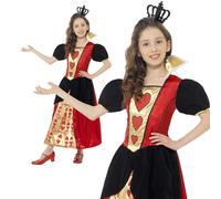 Girls Queen of Hearts Costume Child Alice Mad Hatter Fairy Tale Fancy Dress New