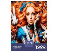 Girls Rabbit Hand 1000 Piece Classic Jigsaw Puzzle Fairytale Character Charm Jigsaw Puzzle Bundle Sturdy Cardboard DIY Fun Challenging Family Game Beautiful Decor Kids 52x38cm/10