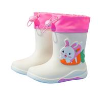Girls Rain Boots Lightweight Toddler Booties With Detachable Covers Featuring Cute Bunny Dinosaur Design For Daily Wear And Rainy Days (White-a, 1.5 Big Kids)