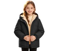 Girls Rain Jacket Fleece Lined Kids Waterproof Jacket Girls School Coat | Lightweight Windproof Hooded Raincoat Teen Warm Outdoor Trench Coat Zip up Casual Windbreaker