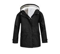 Girls Rain Jacket Lightweight Waterproof Raincoat Fleece Lined Outdoor Hooded Windbreaker Trench Coat for Kids Packable Travel Hiking Outdoor Jackets With Pocket (Black, 9-10 Years)