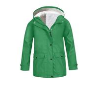 Girls Rain Jacket Lightweight Waterproof Raincoat Fleece Lined Outdoor Hooded Windbreaker Trench Coat for Kids Packable Travel Hiking Outdoor Jackets With Pocket (Green, 11-12 Years)