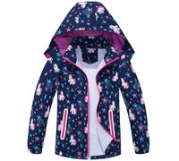Girls Rain Jackets Lightweight Waterproof Hooded Winter Raincoats Windbreakers for Kids Fleece Knitted Lining