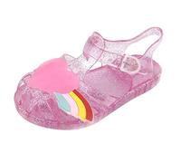 Girls Rainbow Jelly Sandals UK Clearance Kids Heart Slides Hollow Slippers Flat Sliders Closed Toe Shoes Ankle Strap Slide Slingback Slipper Slip On Buckle Slider Roman Sandal Holiday Walking Shoe